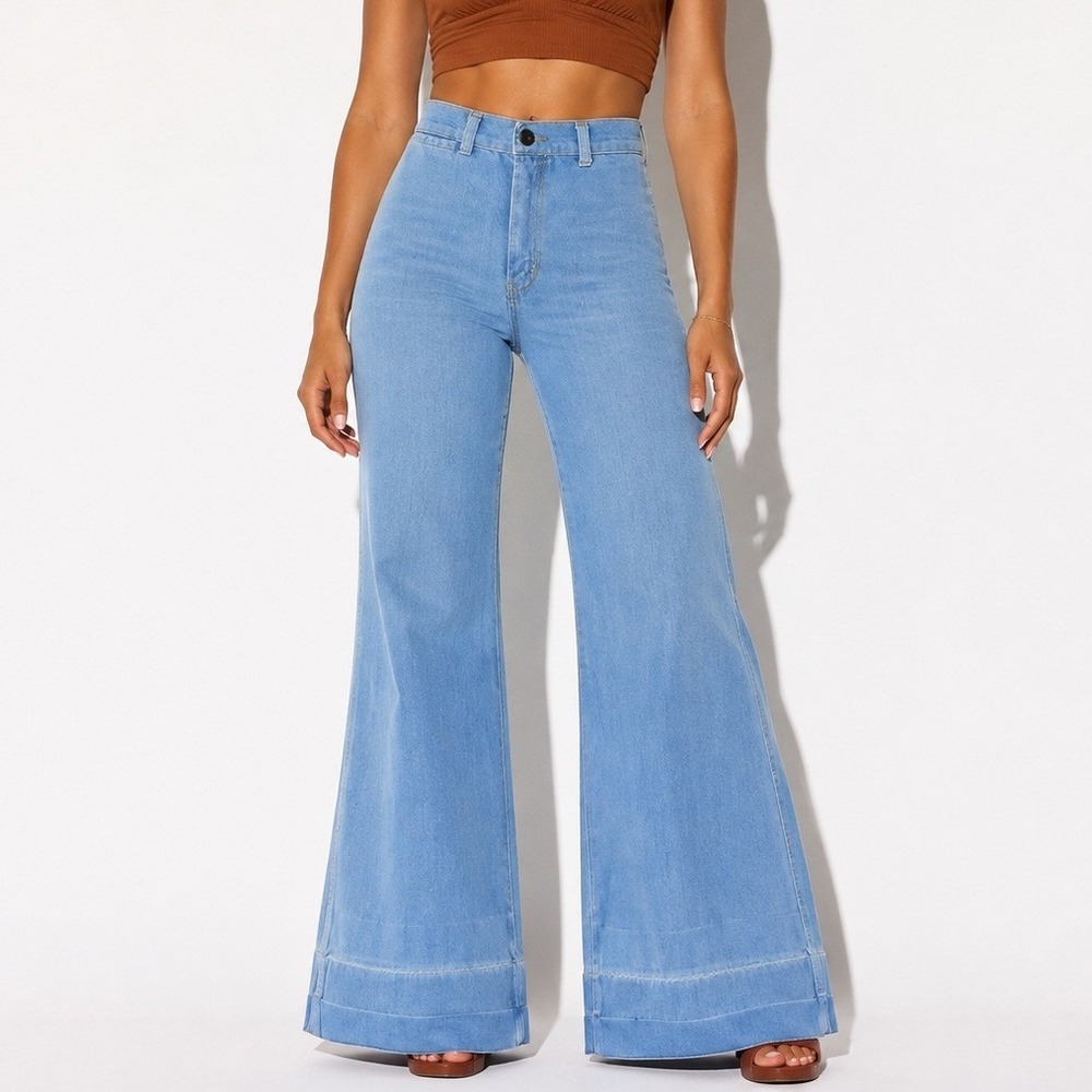 70s Vintage Big Apple Bell Bottoms Womens 0 Wide Leg Flare Denim Boho Western